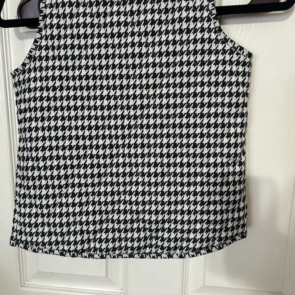 New Crown And Ivy Kids Vest Houndstooth Snap Quilted Black & White Size‎ 6x